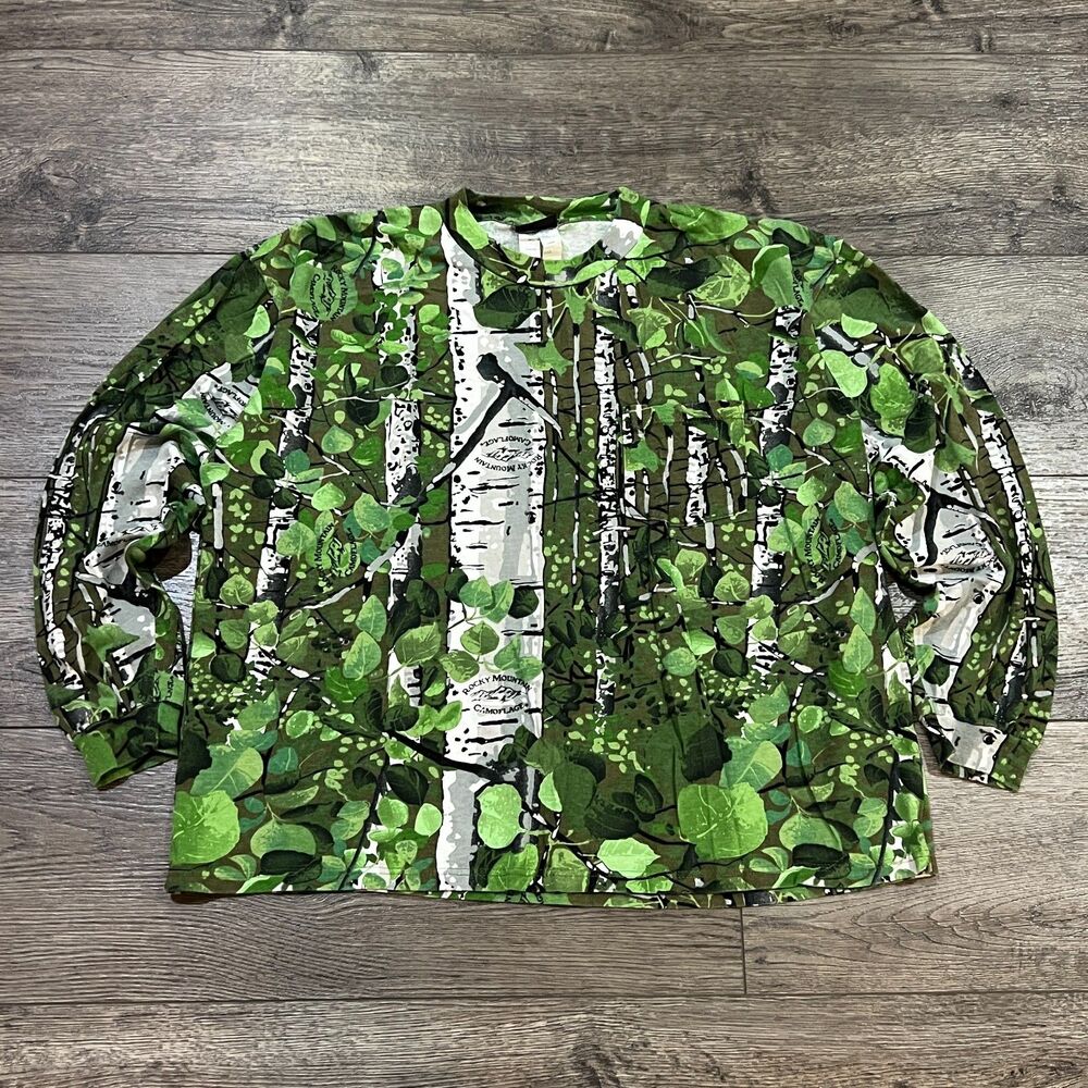 Vintage 90s Liberty Rocky Mountain Camo Long Sleeve T-Shirt Aspen Realtree - XL - Picture 1 of 8